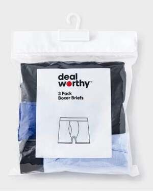 dealworthy Men's Boxer‎ Briefs 3 Pack - Blue/Black/Light Blue
